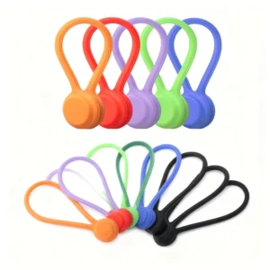 CHINEE Magnetic Releasable Snap On Silicone Cable Ties Reusable Twist Ties for Bundling Electrical Cables