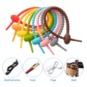 CHINEE Multi Purpose Colorful Silicone Ties Bag Clip Cable Straps Bread Tie Reusable Rubber Twist Tie