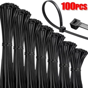 CHINEE Nylon PA66 Self-Locking UV Resistant Black 2.5mm X 200mm SDF7 Industrial Use Special Cable Ties
