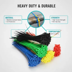 CHINEE Nylon Universal Security Cable Tie Buckle Black 380mm Nylon66 Cable Tie Disposable Nylon Zip Ties