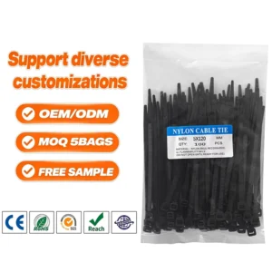 CHINEE OEM Factory Self Locking Nylon Cable Ties Black and White or Can Be Customized