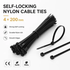 CHINEE PA66 4 X200 mm Nylon Cable Ties White Black Industrial Grade Zip Ties Manufacturer CE RoHS Certified Factory