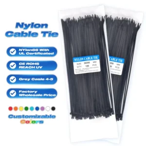 CHINEE Plastic Zip Ties Nylon 66 Self-Locking Cable Ties 8 Inch Heavy Duty 100 Pieces Per Bag for Strong Cable Management Solutions