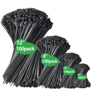 CHINEE Professional Heavy Duty Reusable Tie Wraps Black White 4/6/8/10 Inch Nylon 66 Cable Ties Plastic Zip Ties