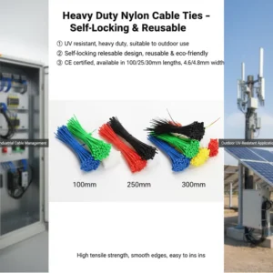 CHINEE Releasable Nylon Cable Ties Heavy Duty Reusable Zip Ties UV Resistant Self Locking CE Certified 100mm 250mm 300mm