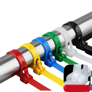 CHINEE Releasable Nylon Cable Ties with Colorful Buckles Plastic Fasteners and Reusable Straps