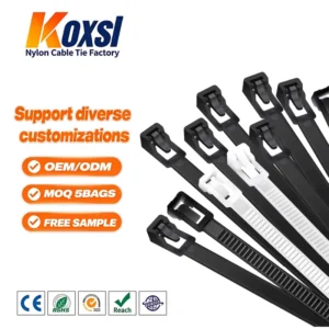 CHINEE Releasable Reusable Carry Straps Automatic Adjustable Zip Tie Strap Reusable Wire Wraps Nylon Cable Ties7.5*400mm