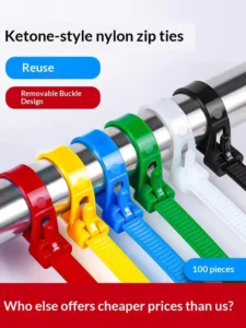 CHINEE Reusable Nylon Tie with Loose Buckle Cable Tape Retractable Detachable Fastening 4mm 5mm 8mm Width 150 300mm Length