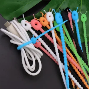 CHINEE Reusable Releasable 150mm 180mm 210mm Silicone Zip Ties Cable Organizer Cable Ties