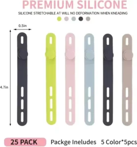 CHINEE Reusable Silicone Cable Ties High Elasticity Releasable Cord Wraps Organizer for Kitchen Living Room Electrical Cords Phones