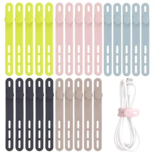 CHINEE Reusable Silicone Cable Ties High Elasticity Releasable Cord Wraps Organizer for Phone Earphones Electrical Cords Storage