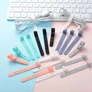 CHINEE Reusable and Releasable Multipurpose Elastic Silicone Cable Ties Organizer Fast Cable Cord Wires Management