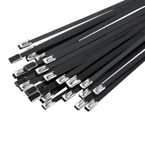 CHINEE Self-Locking 316 Stainless Steel Nylon Coated Cable Tie 300mm Length 4.6mm Width Durable ROHS+CE+REACH Certified -40~+150