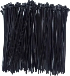 CHINEE Self-Locking 8 Inch Clear Zip Ties (Tying Length 6.7) 300pcs Nylon Cable Ties Heavy Duty Cord Strap Black