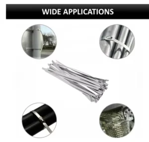CHINEE Self Locking Black Stainless Steel Cable Ties with Steel Ball Rust Resistant Anti Slip Heavy Duty for Chemical Industry