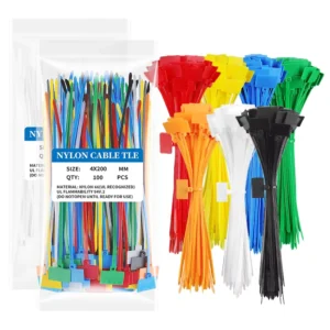 CHINEE Self Locking Nylon Cable Tie Label 4*200mm Waterproof Plastic Seal Buckle Hanging Tag Card for Network Cable Tie