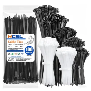 CHINEE Self-Locking Nylon Zip Ties 3.6x200mm Black ROHS Compliant HCSL Brand Industrial Use