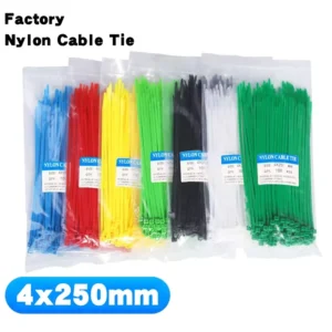 CHINEE Self Locking Zip Ties 10 Inch 40LBS Tensile Strength Colored Nylon Cable Ties 100 Pack Flexible Durable Black White