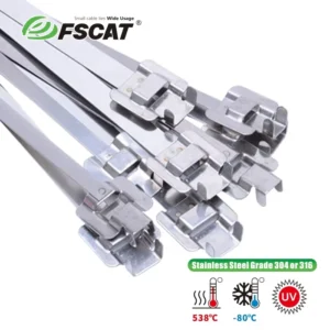 CHINEE Self-locking Reusable Stainless Steel Zip Ties Industrial 304/316 Ss Cable Ties 6.35x610mm Long 100 Pack