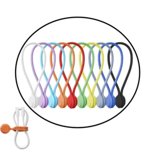 CHINEE Silicone Reusable Releasable Colorful Magnetic Cable Zip Ties Clip Electronics Organizer Cord Organizer 11cm 1.8cm Cable Tie