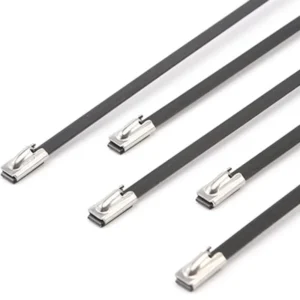 CHINEE Stainless Steel 201/304/316 Epoxy Resin Coated Ball Self-locking Spraying Plastic-coated Industrial Use Cable Ties Black