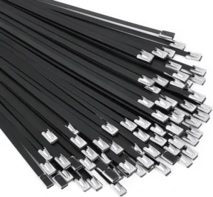 CHINEE Stainless Steel Metal Cable Ties Exhaust Wrap Coated Locking Metal Zip Exhaust Multifunctional Locking Cable Ties