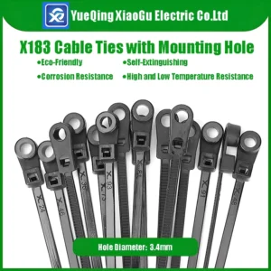 CHINEE X183 Nylon 66 Self Locking Cable Ties with Mounting Holes 2.5*115mm Fixed Head Zip Ties with 3.4mm Hole Diameter