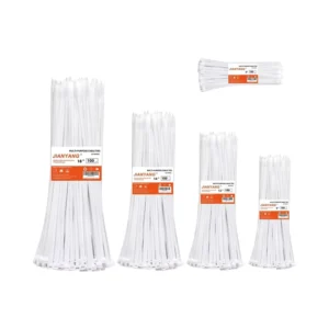 CHINEE Zip Ties Assorted Size 6+8+12+14+18 Inch 500 Pack Double Sided Toothed 120 LBS Tensile Strength Heavy Duty Cable Wire Ties White