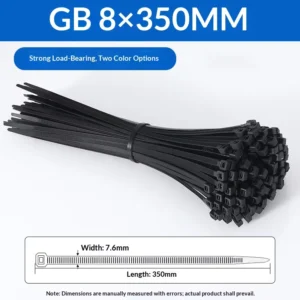 CHINEE 100 PCS High Tensile Self Locking Nylon Cable Ties 350mm Bearing Industrial Wire Binding Straps for Electrical Engineering
