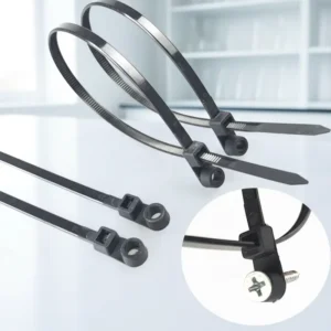 CHINEE 100 Pack 8″ Cable Tie with Mounting Hole Screw Mount Zip Tie Small Nylon Tie Wraps