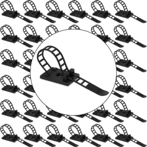 CHINEE 100pcs Adjustable Self Adhesive Reusable Fire proof 94V 2 Automotive Use Cable Ties Wire Clips Nylon Cord Organizer Strong 3M