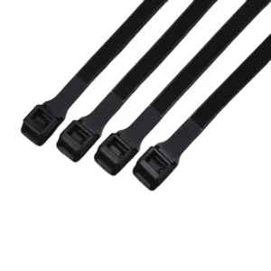 CHINEE 100pcs Black UV Stabilized 550x9mm Outside Serrated Plastic Cable Ties for Narrow Space