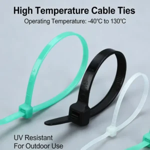 CHINEE 100pcs High Temp 130℃ 40lbs 3.6x200mm Nylon66 Heat Resistant Cable Ties Black for Outdoors