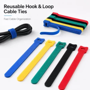 CHINEE 12*300mm Reusable Hook and Loop Cable Ties Heavy Duty Fastening Straps for Industrial Bundling and Large Cable Management 12”