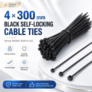 CHINEE 12″ Professional Nylon Tie Wraps 3.6*300mm Wide UL Rated Flame Retardant PA66 Wire Bundling Straps Export Spec Bulk