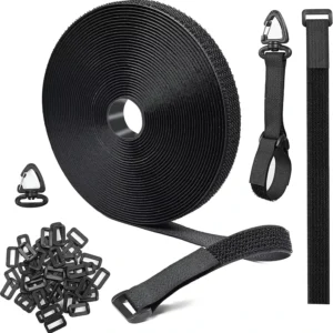 CHINEE 12.5 m Velcroes Straps With 50 Buckles and 10 Hooks Free Cutting Velcroes Cable Ties