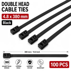 CHINEE 15 Inch 4.8x380mm Double Head Nylon Cable Ties Standoff Separation Zip Ties 50Lbs Dual Lock PA66 Architecture Fastening CE