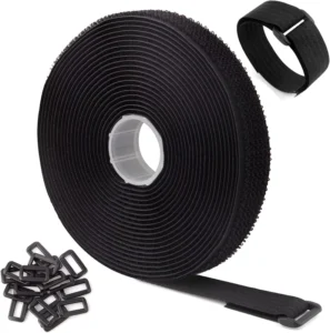 CHINEE 20 Reusable Cable Ties Heavy Duty Black Hook and Loop Straps Eco Friendly Organizer or Storage Solution