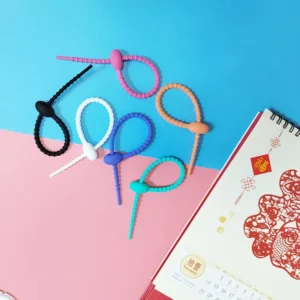 CHINEE 215mm Silicone Waterproof Eco Friendly Portable Cable Tie Data Cable Organizer Winding Tool DIY Keychain Accessories Colorful