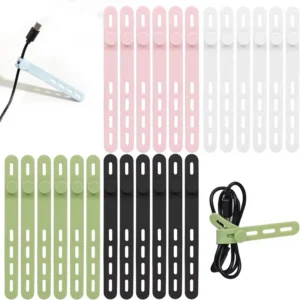 CHINEE 24Pcs Tenghao TH Model Silicone Cable Ties Reusable Washable Locking Buckles Adjustable Fastening (5.12 Inches) Custom Cable