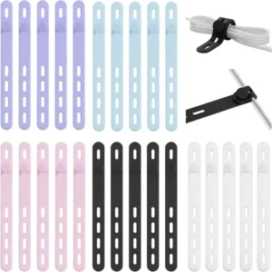 CHINEE 25 Pack Silicone Cable Ties Reusable Adjustable Cord Organizer Straps High Elasticity (5.12 Inches) for