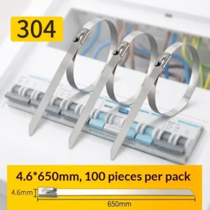 CHINEE 26 Inch Ultra Long Stainless Steel Wire Wraps Metal Fastening Straps 4.6mm Wide Self Locking Cable Ties