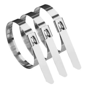 CHINEE 304 Stainless Steel Self locking Metal Binding Cable Tie High Temperature Resistant White Cable Fixing Seat Ball Binding Buckle