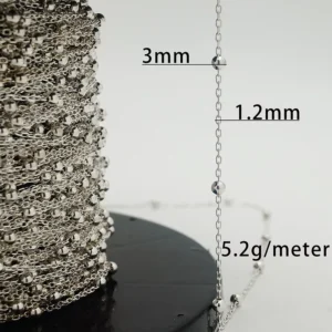 CHINEE 3mm Bead 1.2mm Cable Link Satellites Chain Bulk Silver 925 Chain Jewelry Handmade for DIY