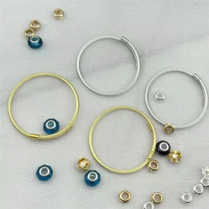 CHINEE 3mm Stainless Steel Cable Wire Bangle with Removable Screw Ends Twisted Bangle Bracelet for Bead Charms