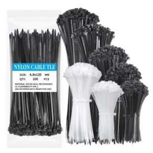 CHINEE 4.8*120mm High Quality Cable Ties Wrap Nylon Cable Zip Ties White Black Self locking Plastic Nylon Cable Ties