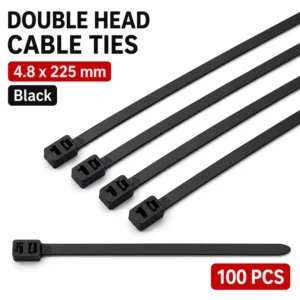 CHINEE 4.8*225mm Parallel Bundle Double Head Cable Ties 4.8x225mm Dual Lock Nylon Zip Ties 50Lbs PA66 Industrial Wiring Fasteners