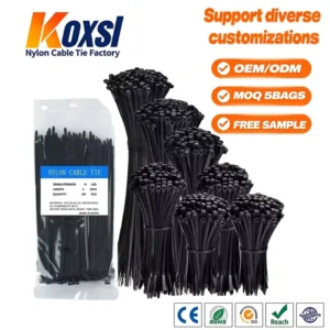 CHINEE 4.8*400mm Nylon Self Locking Cable Tie Industrial Electrical Wire Management Zip Tie Heat Resistant Black White