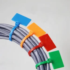 CHINEE 4X150mm Self Locking Nylon Cable Ties with 3mm Writable Logo Tag Color Nylon Outer Label Tag for Cable Management