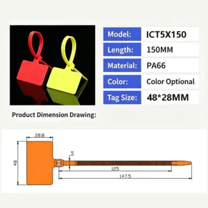 CHINEE 5*150mm Large Marker Tie with 48*28mm Writeable Tag Zip Tie for Cable Identification & Compatible with Text and logo Printing